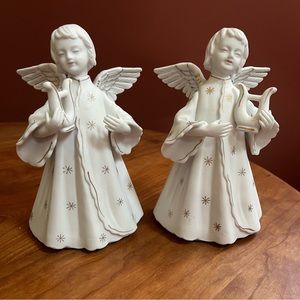 Schmid Bros Angel Harp Candleholders Set